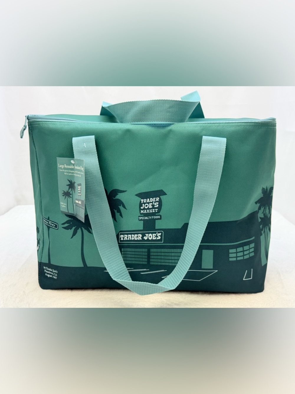 Trader Joe's Green Reusable Insulated Large Teal Green Tote Hot & Cold Food
